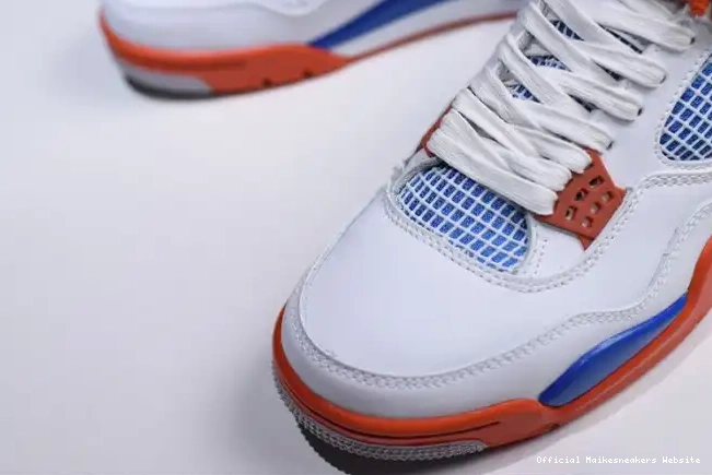 Official Maikesneakers 308497-171 White 4 Air Bright Crimson-Royal Blue Jordan 0509